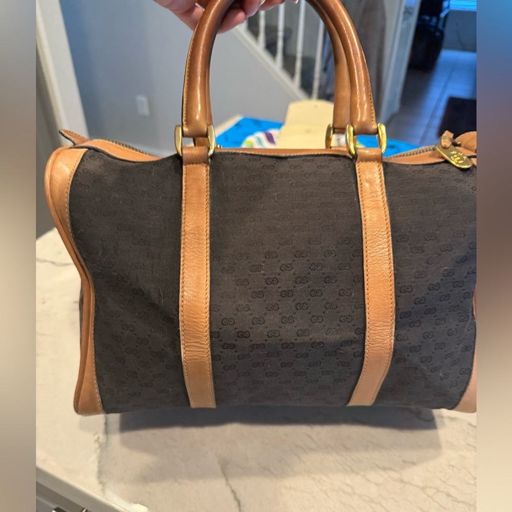 Gucci Black Canvas & Brown Leather Weekend Bag - Picture 5 of 16